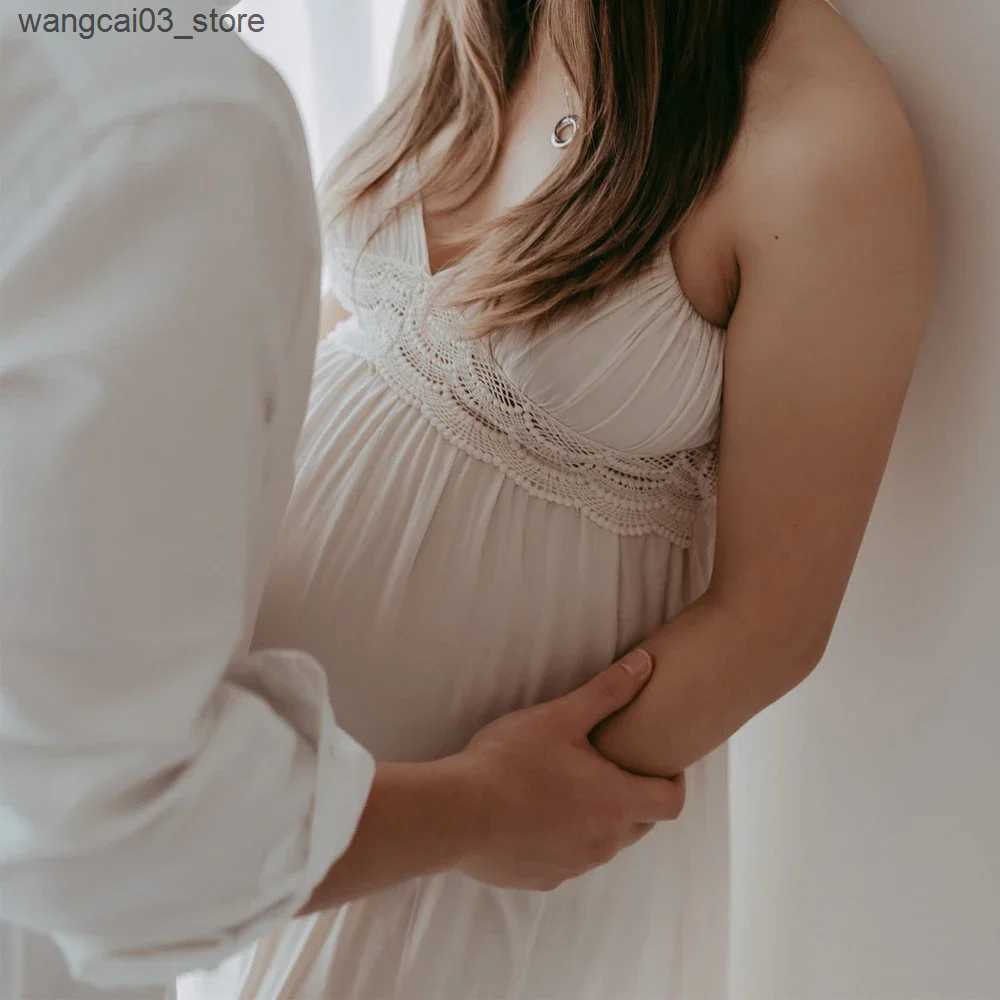 Maternity Dresses Lace Backless Maternity Dresses for Baby Showers Boho Pregnant Dress V-neck Suspender Bohemian Photo Shooting Pregnancy Dress L24091