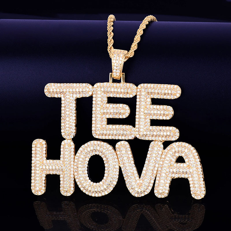 Hip Hop A-Z Custom Name Pendant Necklaces 5A Zircon 18K Real Gold Plated Jewelry