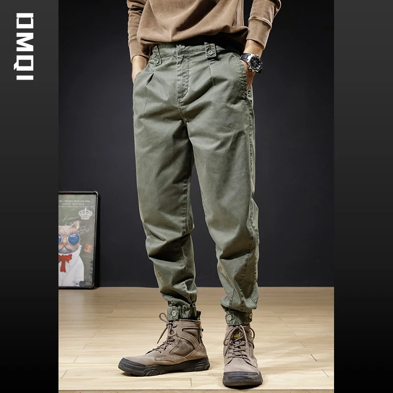 Mens cargo pants loose oversized pants striped elastic autumn and winter y2k pants street casual pure cotton pants 240930