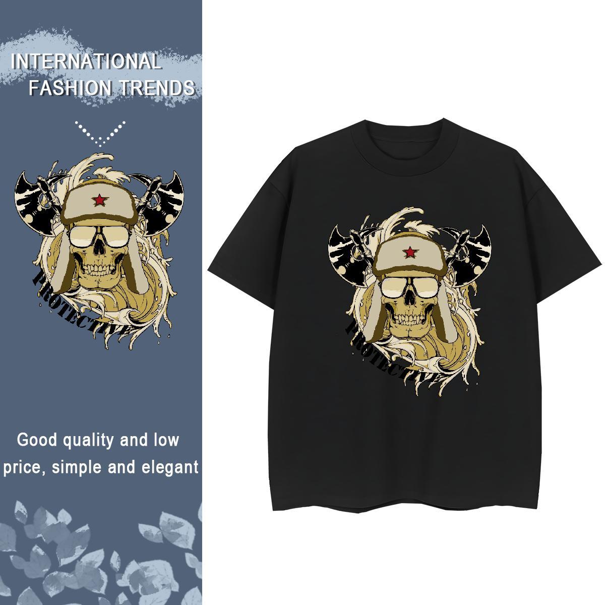 Designer T-Shirts for Women 230g Pure Cotton Breathable Summer Casual skull Tshirt for Man Woman Popular Cartoon Printing L-4XL Tees