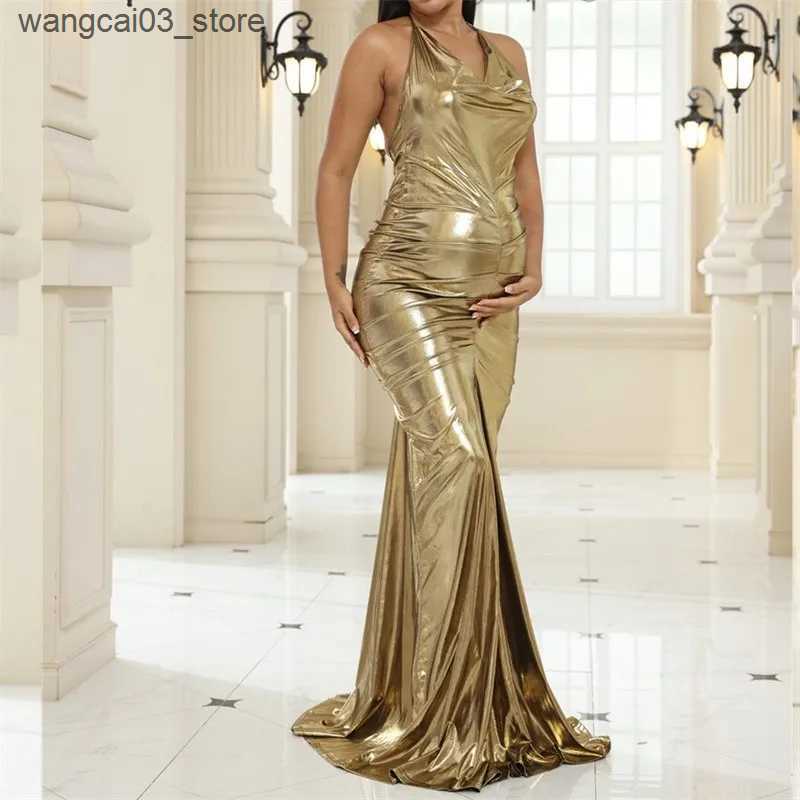 Maternity Dresses Sexy Maternity Photography Long Dress Pregnant Woman Bodycon Halter Backless Baby Shower Dress Sleeveless Photoshoot Dress L240910
