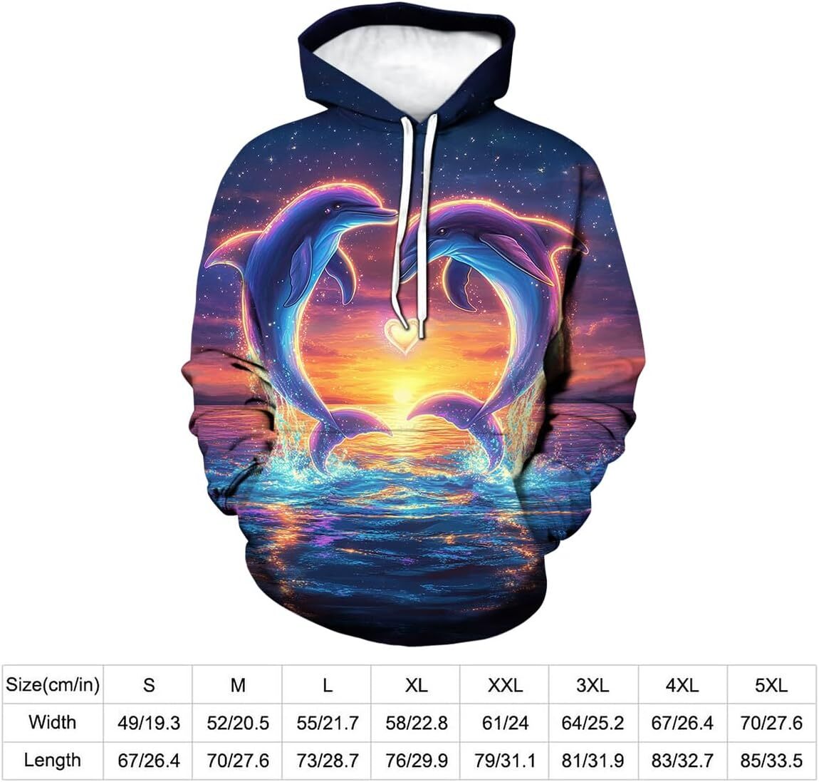Hoodie for Mens Womens Unisex Dolphin Hoodies Casual Animal Printed Hooded Sweatshirt for Men Women 3D Graphic Pullover Hoodie Graphic