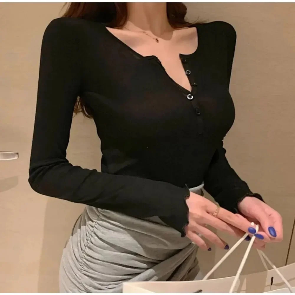 2024 Slim T-Shirt for Women Tees Cotton Long Sleeve Aesthetic Clothes Autumn Y2k Tops T-Shirts Women Kawaii Woman Clothes 241011