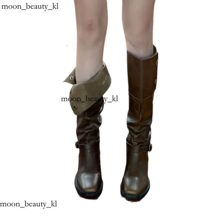 Designer Boot Fashion European And American Version Cowhide Niche Two In One Leather High Top Knight Boots For Women With Thick Heels Flared Retro Kne