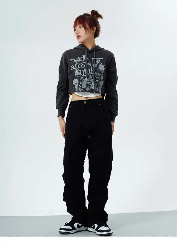 Couple cargo pants Hip Hop High Street Retro American retro multi pocket casual pants streetwear Y2K jeans 241007