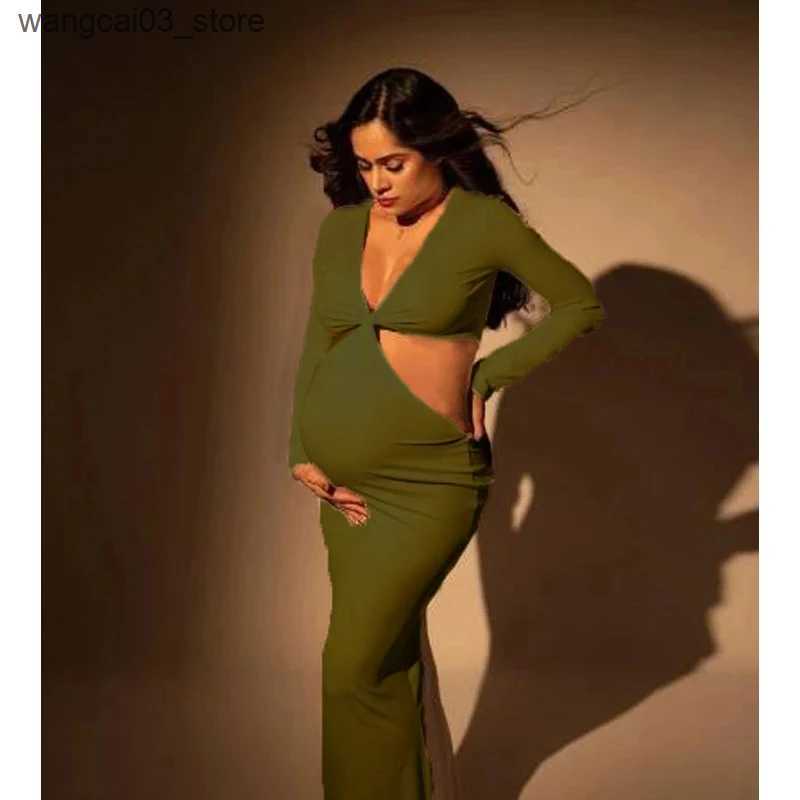 Maternity Dresses 2023 NEW Long Sleeve Bodycon Maternity Maxi Stretchy Dress Perfect For Baby Boy Shower Pregnancy Elastic Gown For Photo Shoots L2409