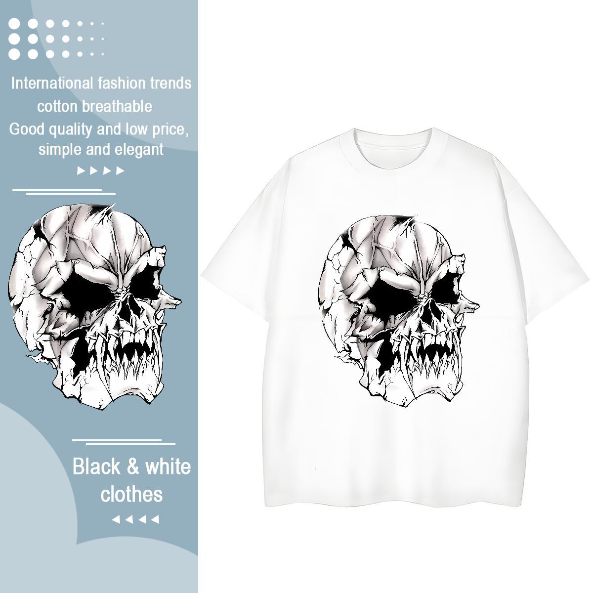 2024 DIY T Shirt For Woman 230g 100% Cotton Breathable Short Sleeve Street Casual monster Unisex Tshirts High quality Cartoon Floral Printing Tee Shir