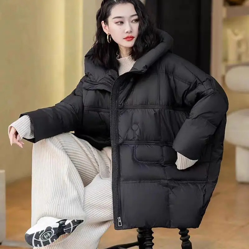 Loose hooded womens casual Parka jacket warm jacket loose and comfortable seven color n autumn and winter collection 241009