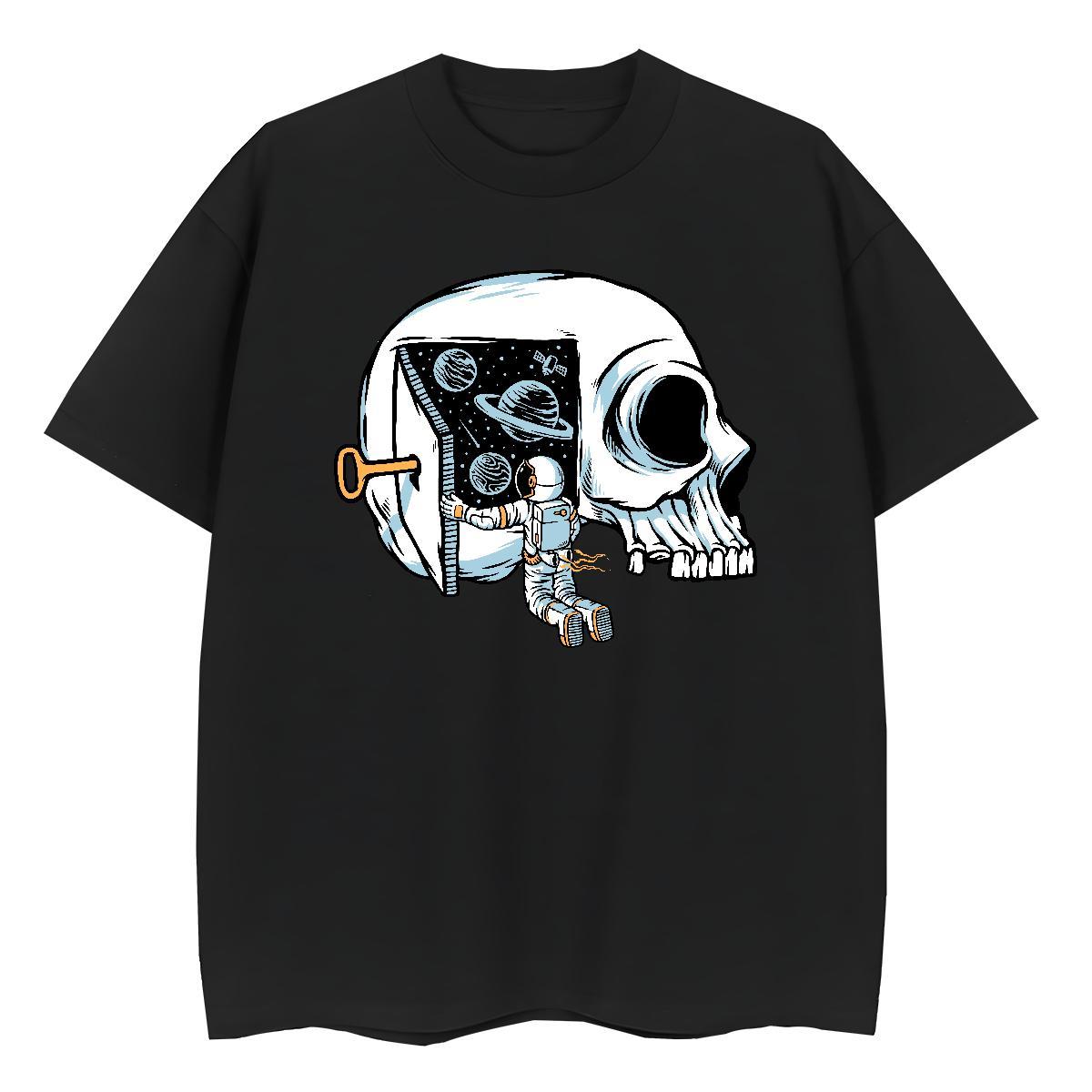 Classic Womens T Shirts 230g Pure Cotton Crew Neck Casual Beach skull Unisex Tshirts Popular Custom Print Oversized Clothes