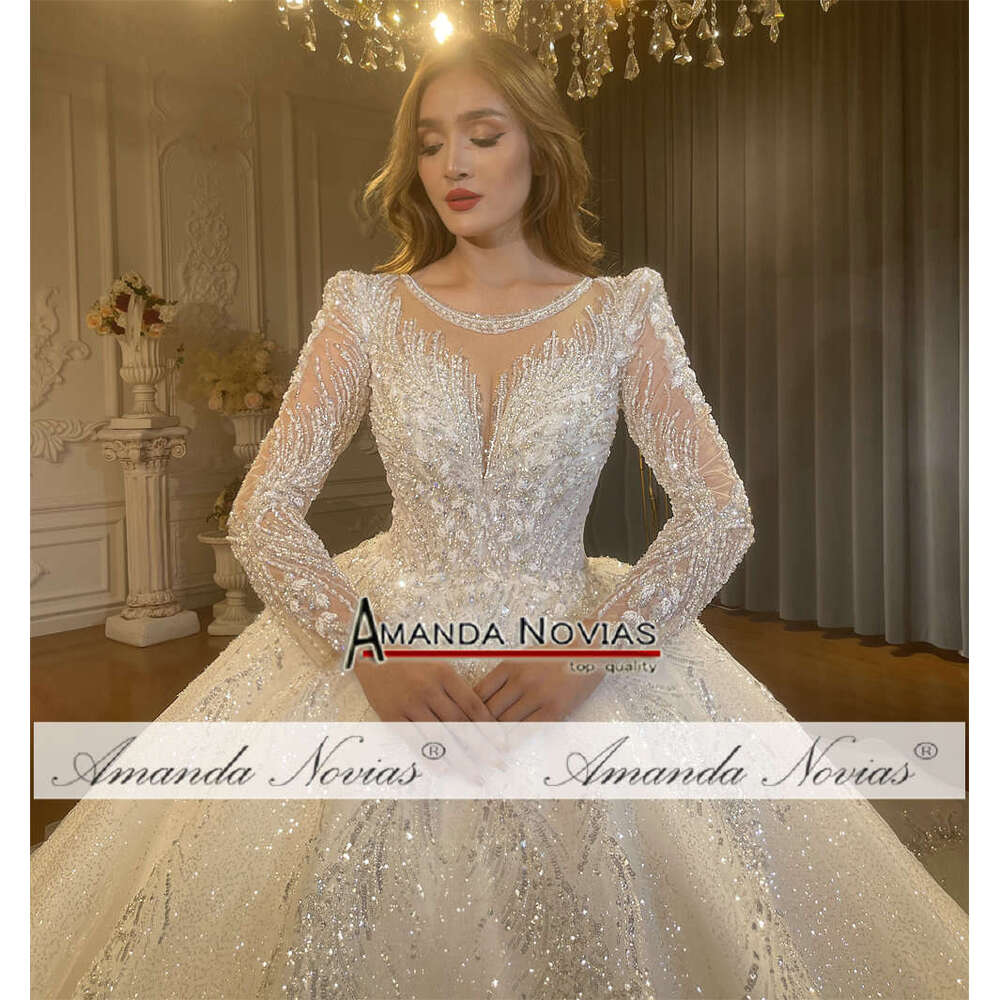 Lace Appliques Glitter Wedding Dress