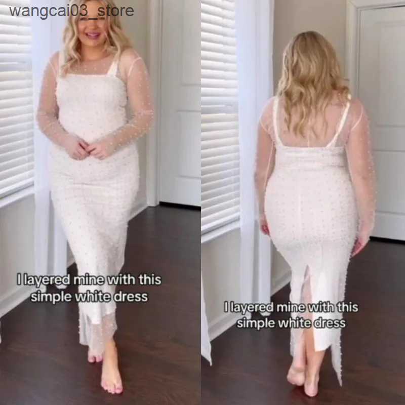 Maternity Dresses Womens Sheer Mesh Pearl Rhinestone dress Beach Bikini Swimsuit Coverups Maternity Dresses Photoshoot L240910