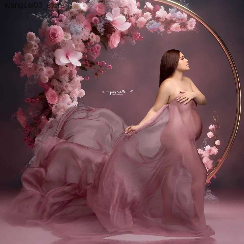 Maternity Dresses Soft Chiffon Fabric Maternity Photography Props Dress Studio Shooting Accessories Transparent Tulle Simple Modeling Fabric L240910 L