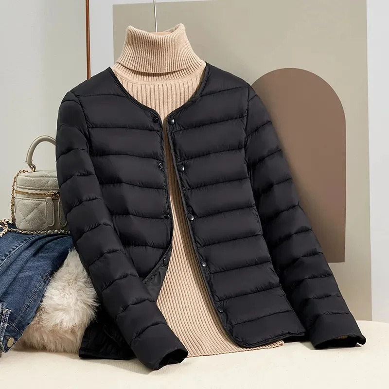 Fashion Lightweight Down Cotton Jacket Female Spring Autumn Coat Tops 2024 Short Women Jackets Slim Warmth Outerwear 241009