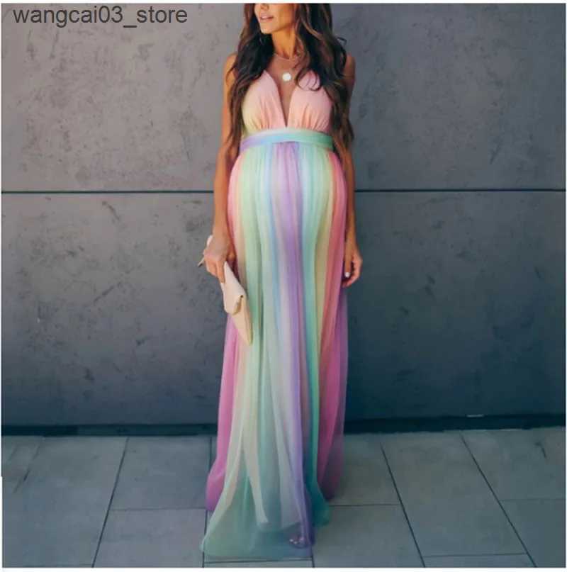 Maternity Dresses Dresses For Women 2022 Pregnancy Shooting Dress Fashion Mesh Womens Dress V-Neck Maternity Clothes For Pregnant Women Clothing L2409