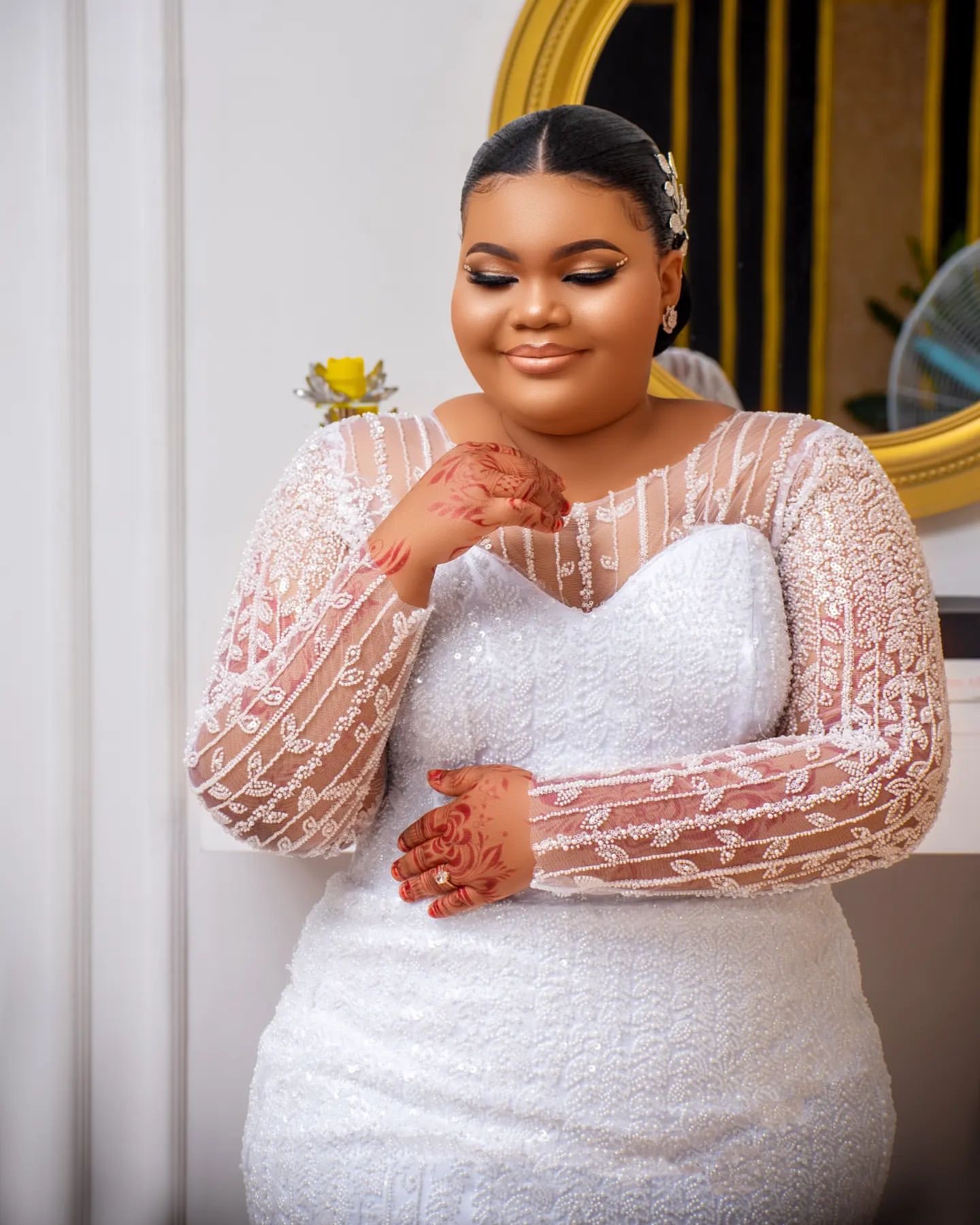 2024 Arabic Aso Ebi Plus Size White Mermaid Wedding Dresses Full Sleeves Sequined Lace Vintage Elegant Bridal Gowns Dress ZJ6454