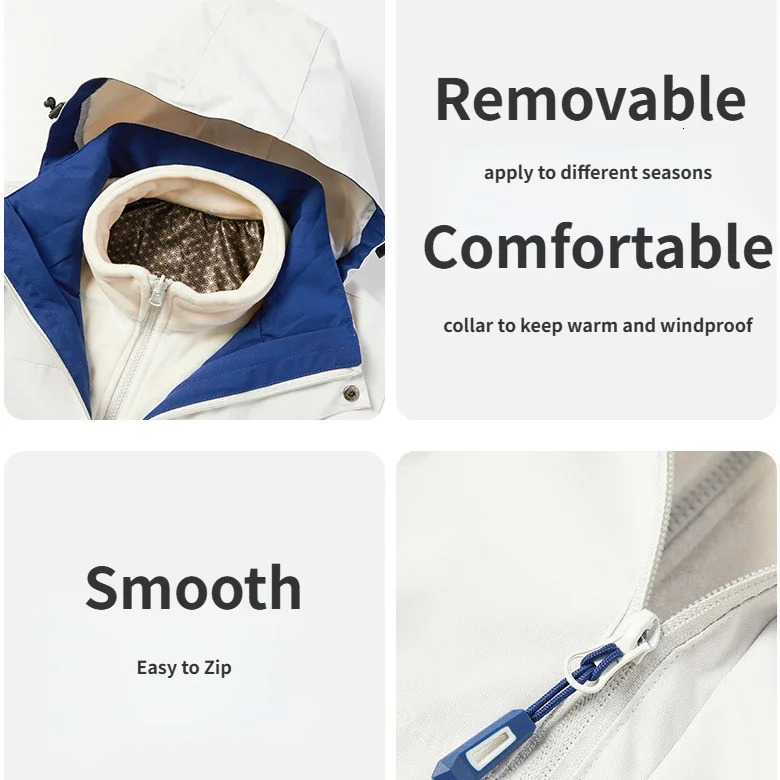 Outdoor hard shell autumnwinter graphene detachable three in one or two piece wool thick silver fox jacket 241010