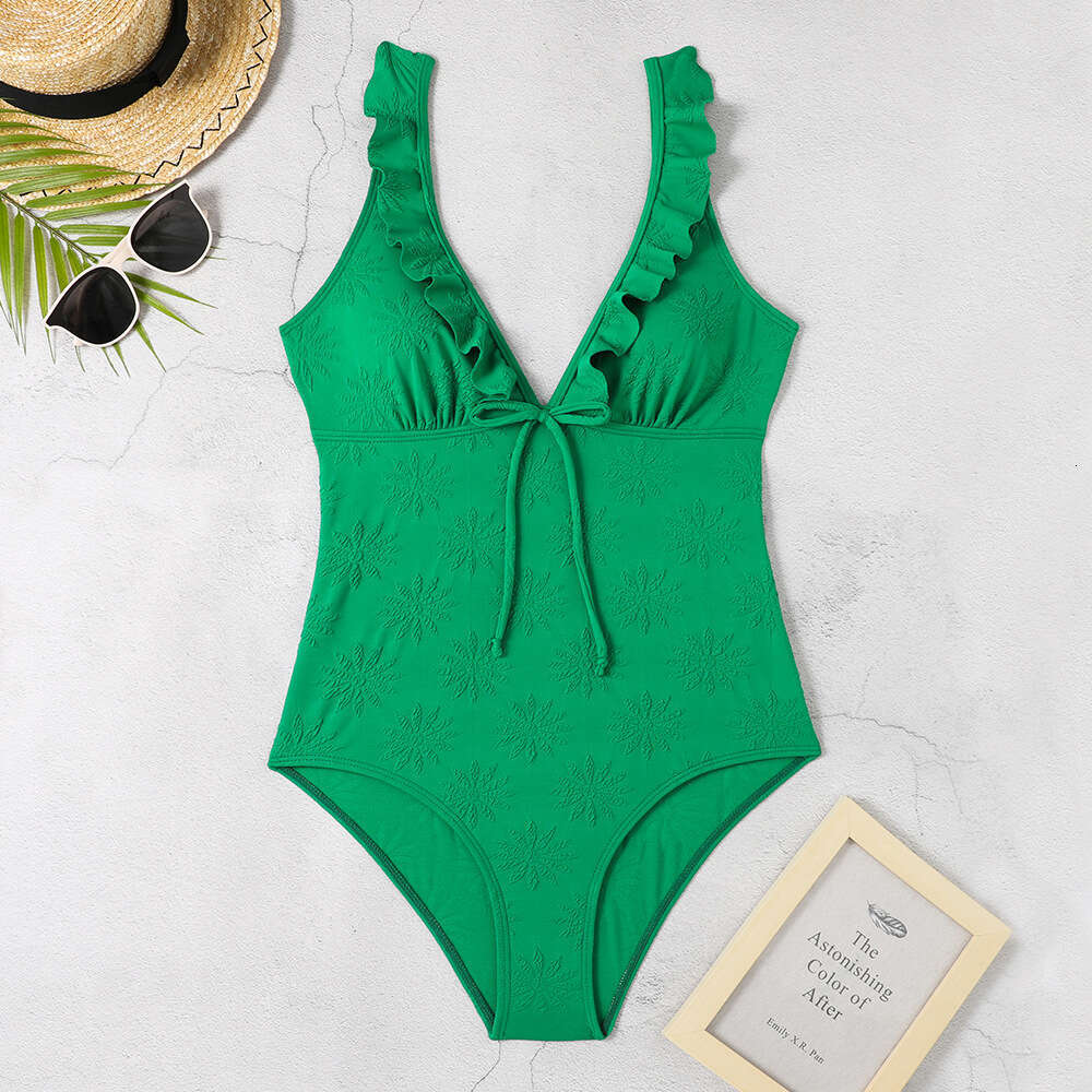 2024 New Bikini Special Fabric Fashionable Flyedge Tight Cover Belly One-Piece Swimsuit