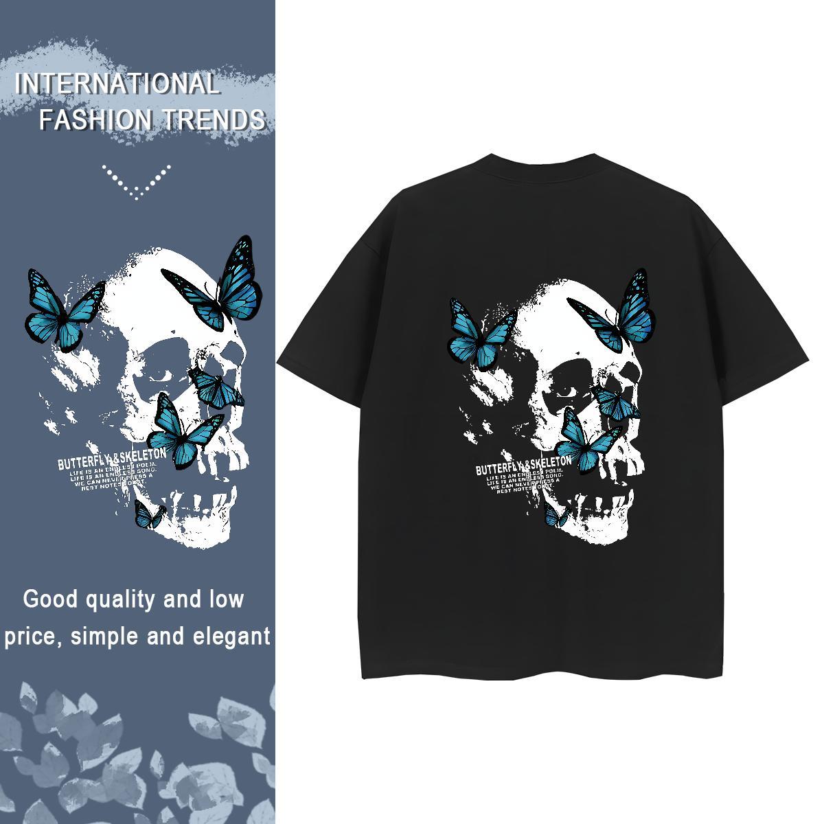 Casual New Women T Shirts 100% Cotton 230g Breathable Short Sleeve Sports Street Wear skull Lady T shirt Designer Nice Customized Tee Shirt