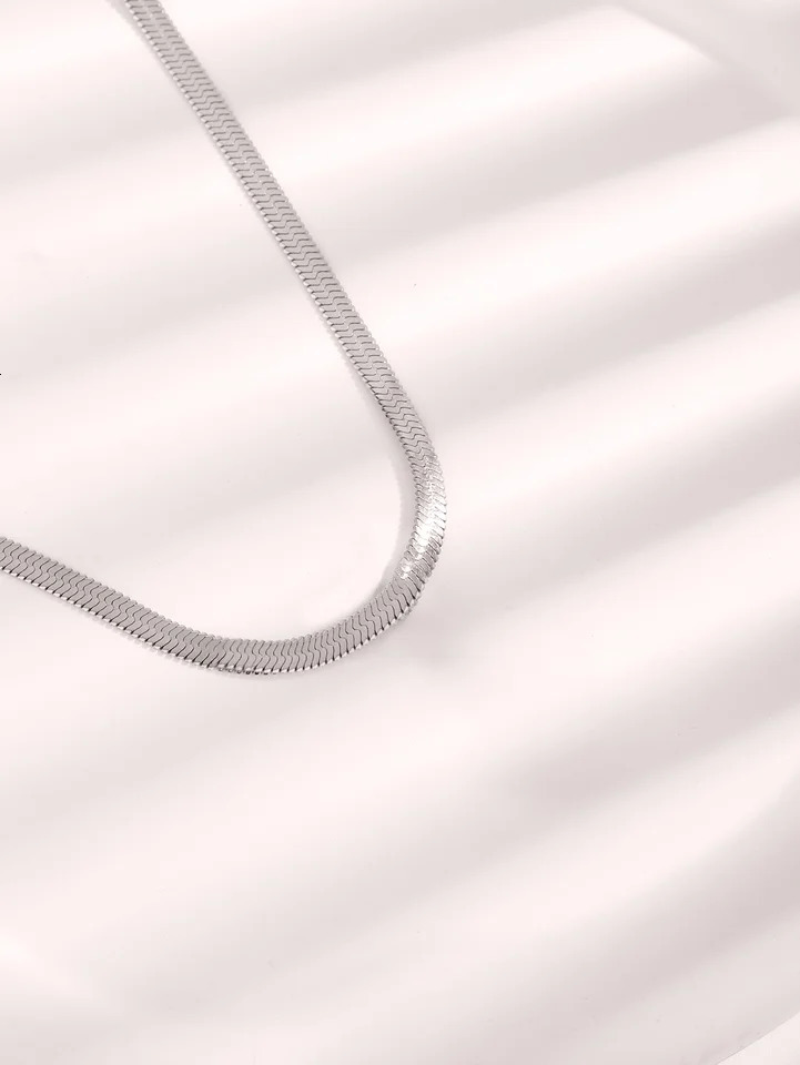 Snake Chain Gold Plated Stainless Steel Flat Necklace 5mm Fashion Choker Hip Hop Herringbone For Men Women Gift Jewelry 240930
