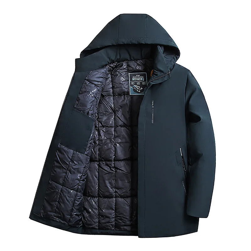 Warm long coat thick medium long coat mens warm coat winter inflatable jacket fashionable Parka coat mens winter warm coat 241007