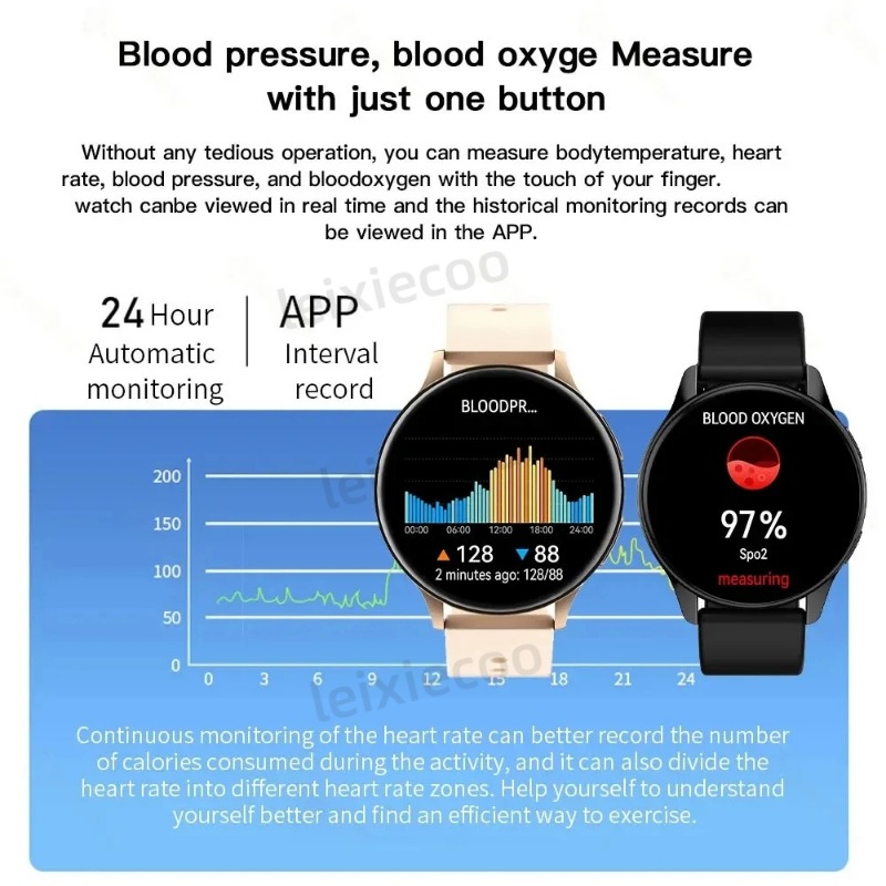 Ladies Bluetooth Calling Smartwatch Heart Rate and Blood Pressure Monitoring Smartwatch Waterproof Men Smartwatch Suitable for Smartphones