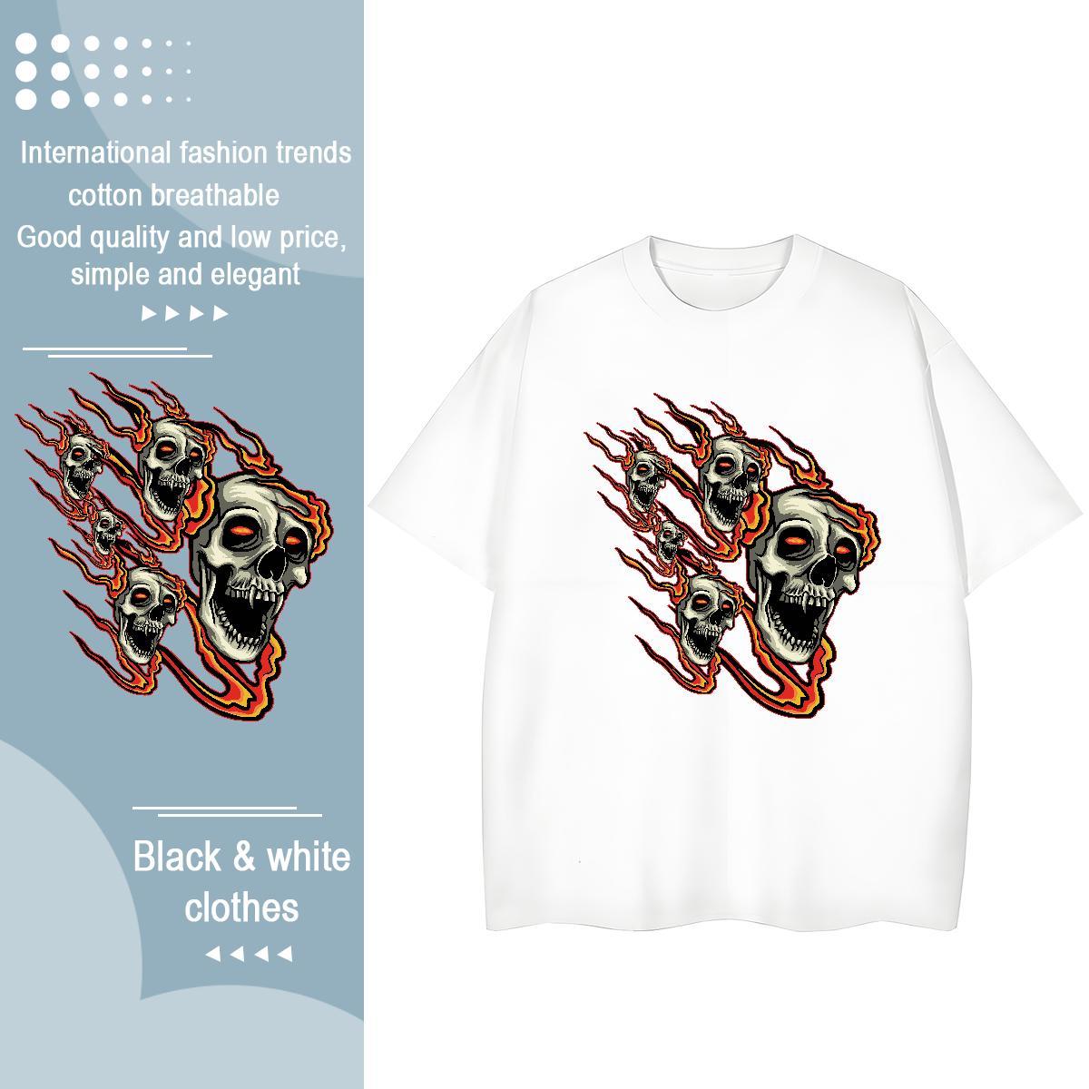 2024 DIY Womens T Shirts 100% Cotton 230g Breathable Soft Home Outdoor skull Lady T shirt Brand Custom Print Plus Size Tops Shirt