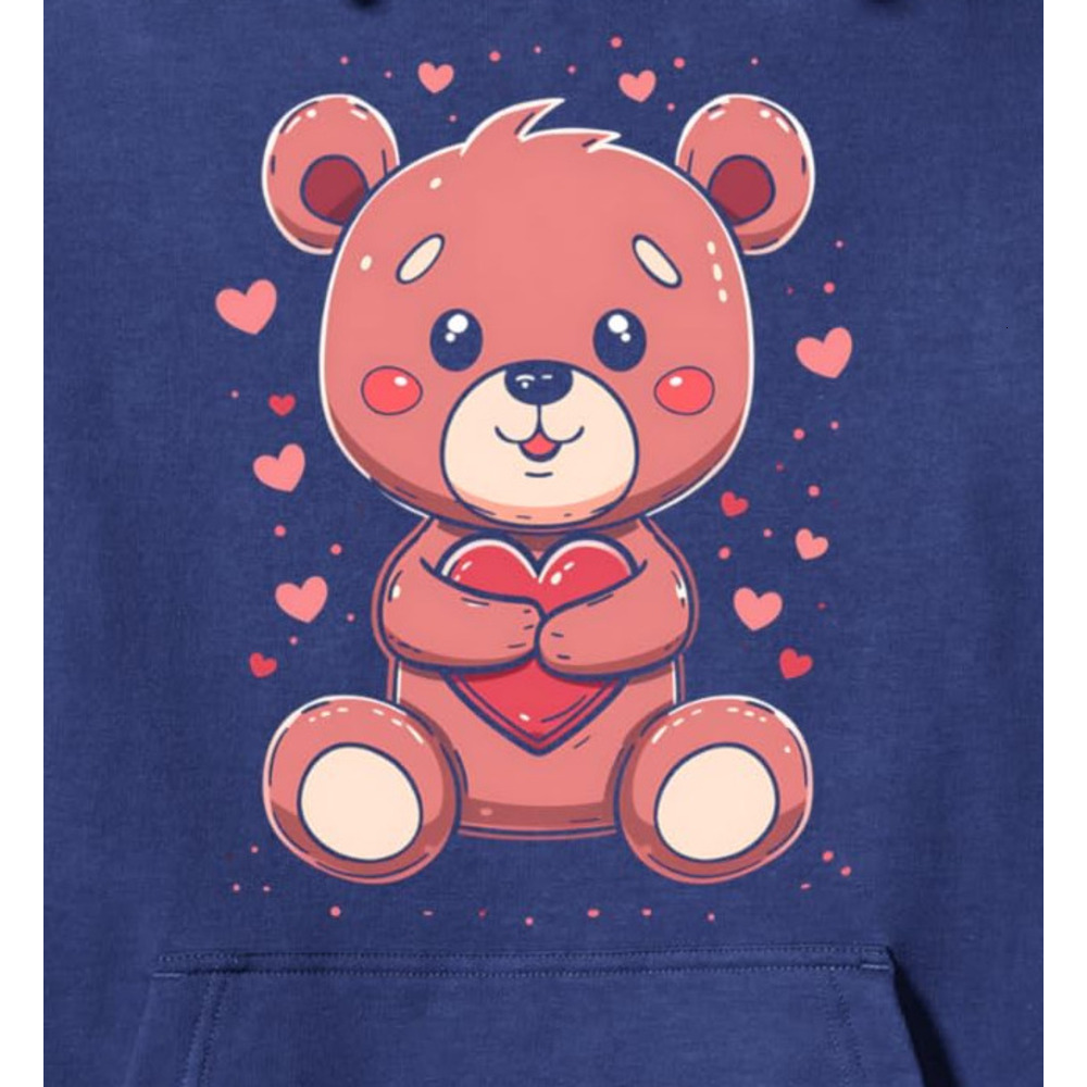Hoodie for Mens Womens Valentines Day Bear Cute Pink Bear Hearts Love Graphic Tee Pullover Hoodie Graphic Hoodies sweatshirt Pullover Long Sleeve