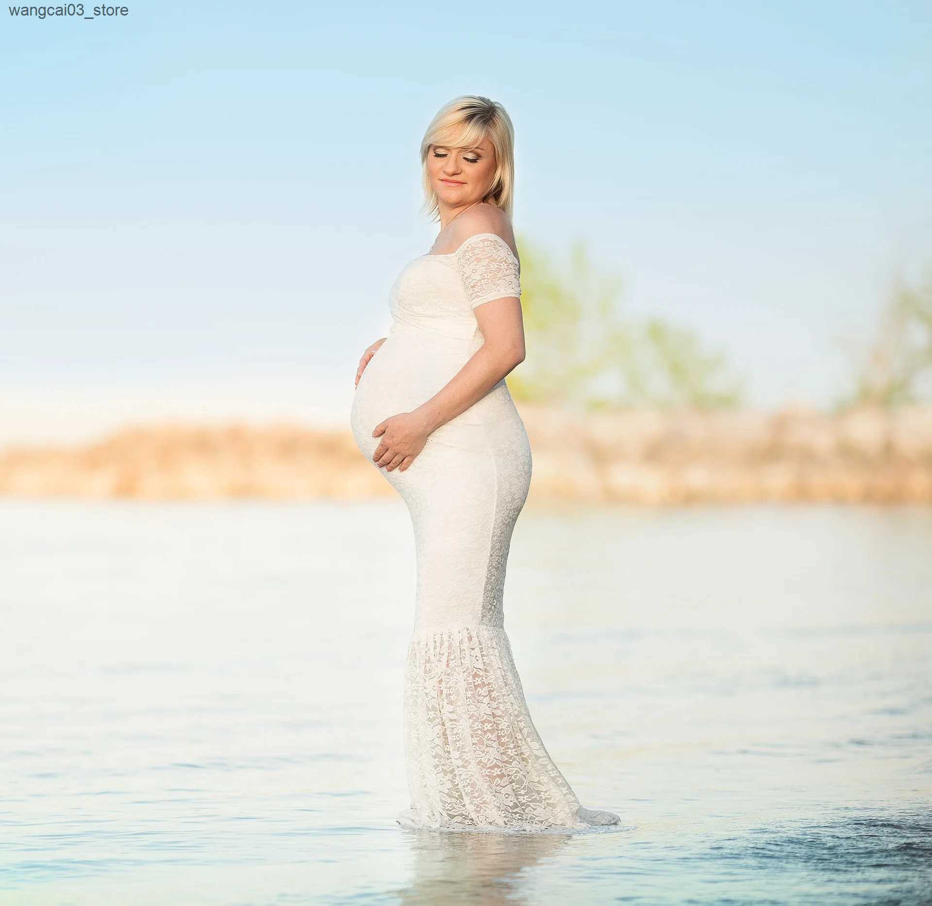 Maternity Dresses Long Sleeve Maxi Maternity Dress for Photo Shoot Elegant Fitted Gown Pregnancy Dress for Baby Shower Women Photography Prop L240910