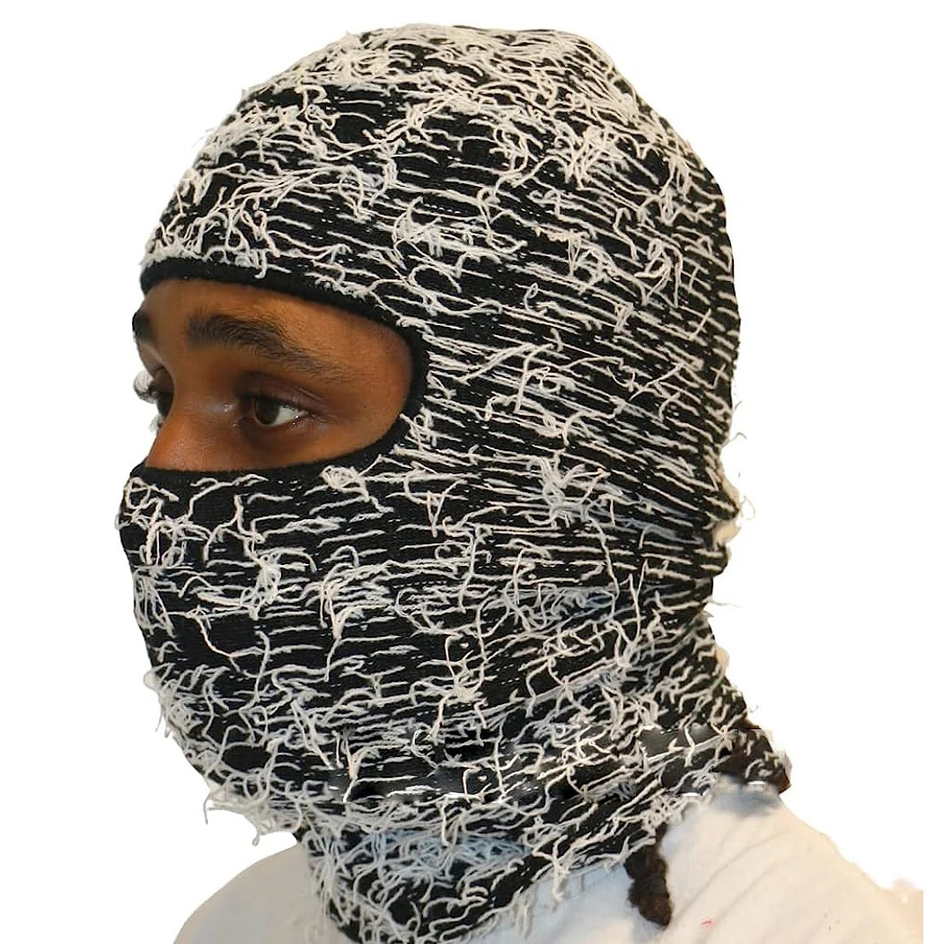 Balaclava Distressed Ski Mask Knitted Beanies Hat Skulls Elastic Winter Warm Full Face Shiesty 241009