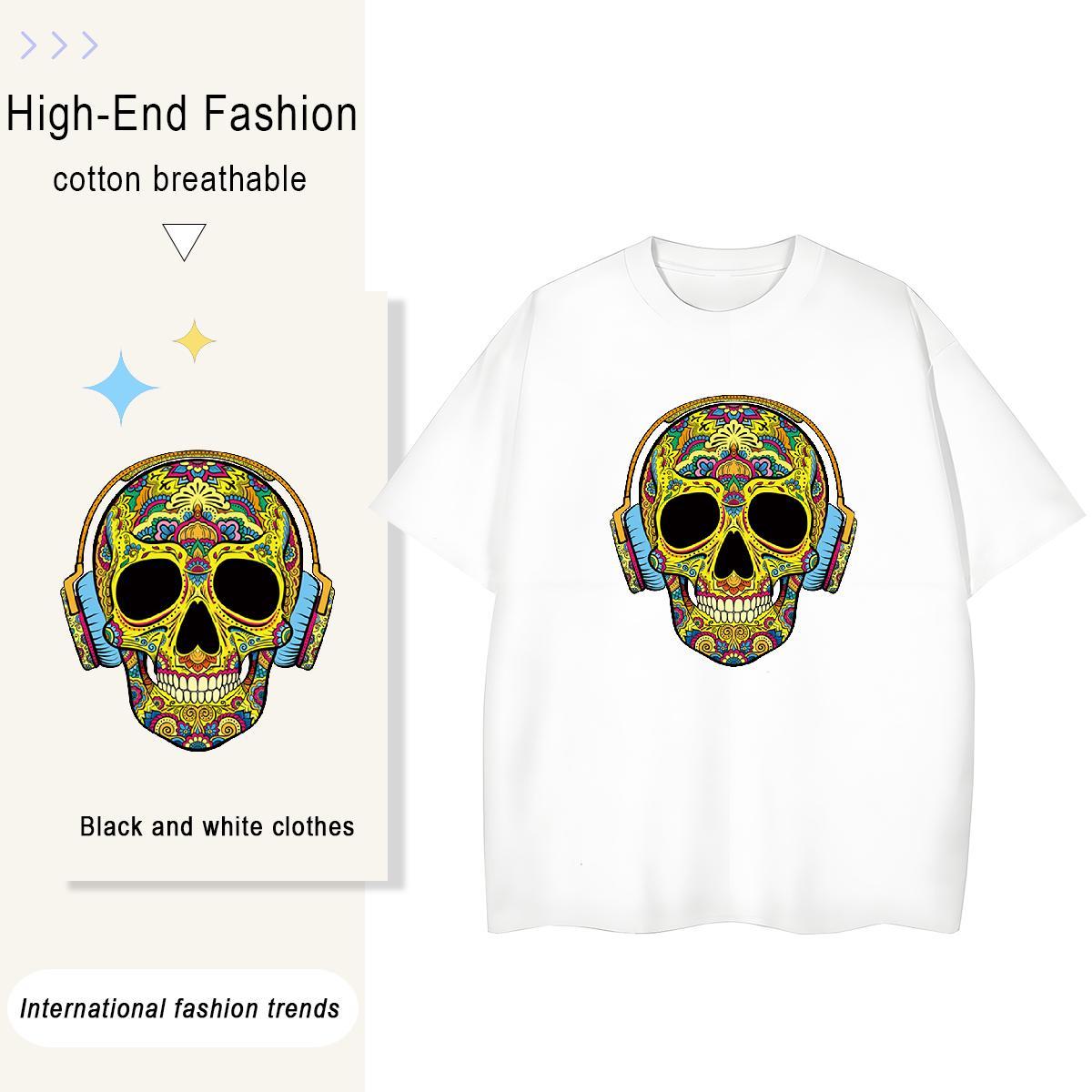 TOP Quality T shirt 100% Cotton 230g Breathable Crew Neck Casual skull Lady T shirt Designer Oversized L-4XL Top Shirts