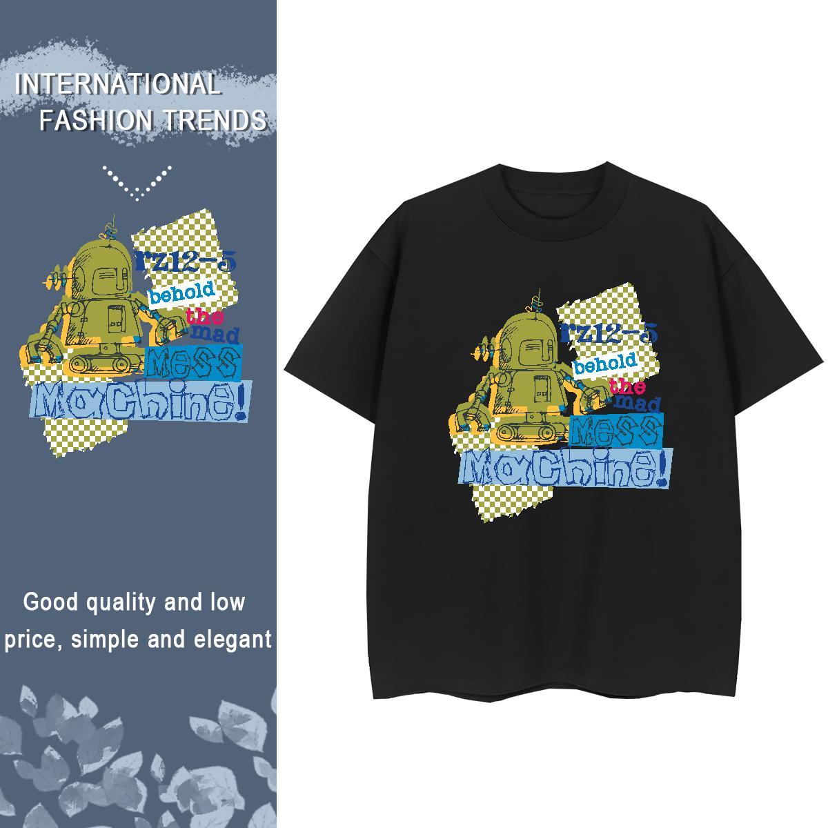 Classic T-Shirts 230g Cotton Comfortable Casual Beach robot Women Tees Unisex DIY Logo Tops