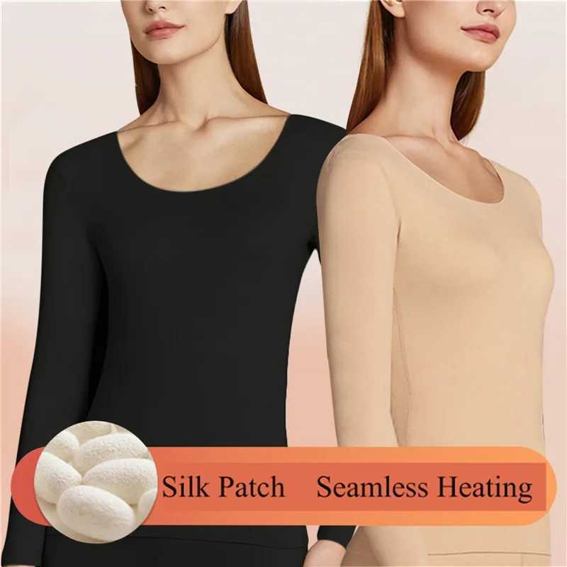 Womens Thermal Underwear Womens trackless hot underwear set neutral close fitting pajamas ultrathin winter temperature controlled long sleeved und Y24