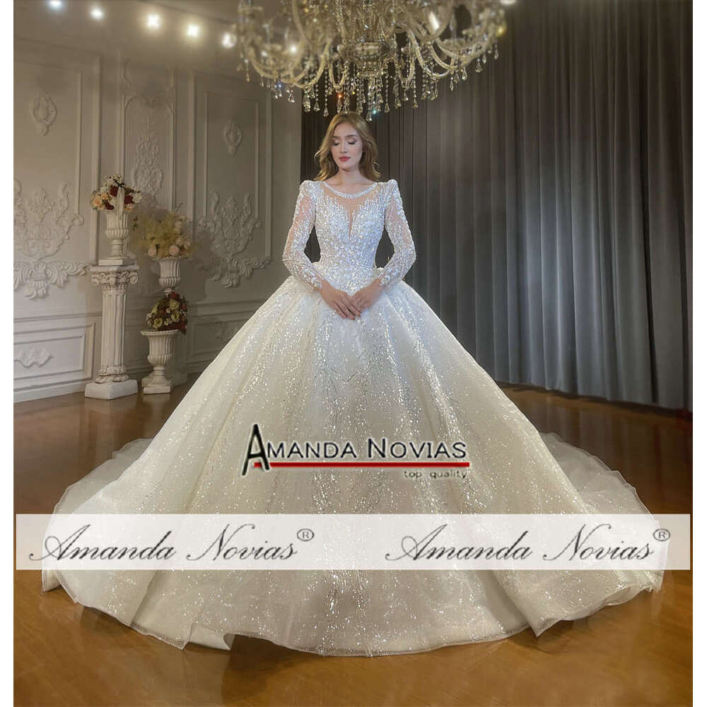 Lace Appliques Glitter Wedding Dress