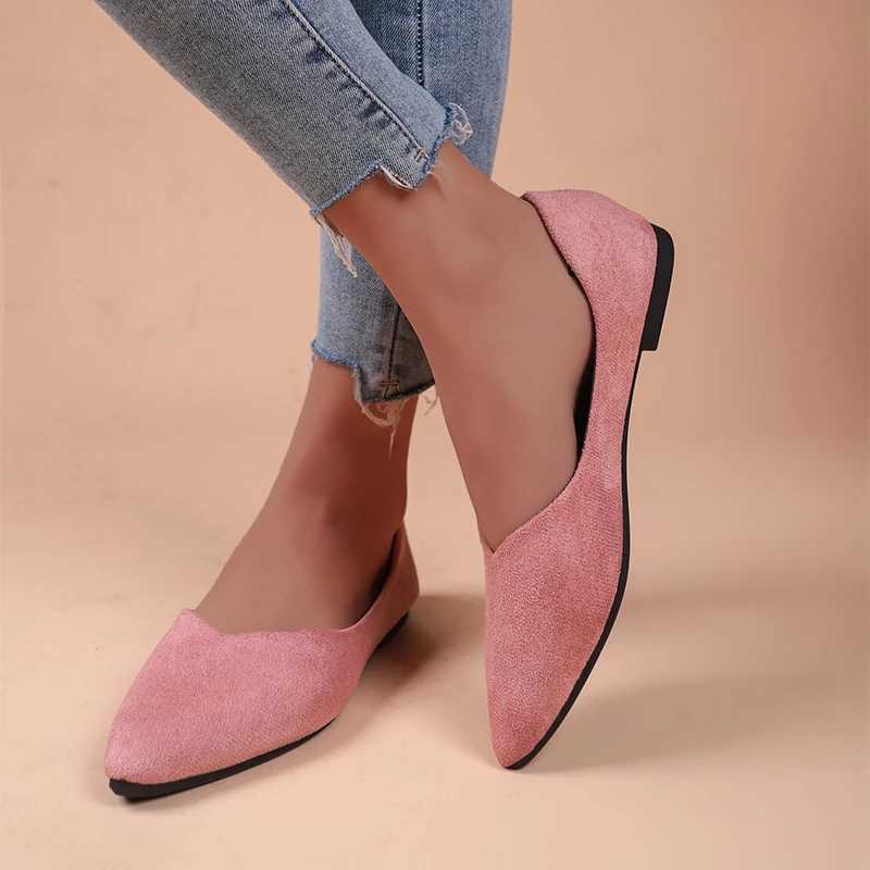 Autumn Spring Pointed Toe Indigo Basic Style Suede Leather Shoes for Women 2024 Fashion Casual Shoes Y241011