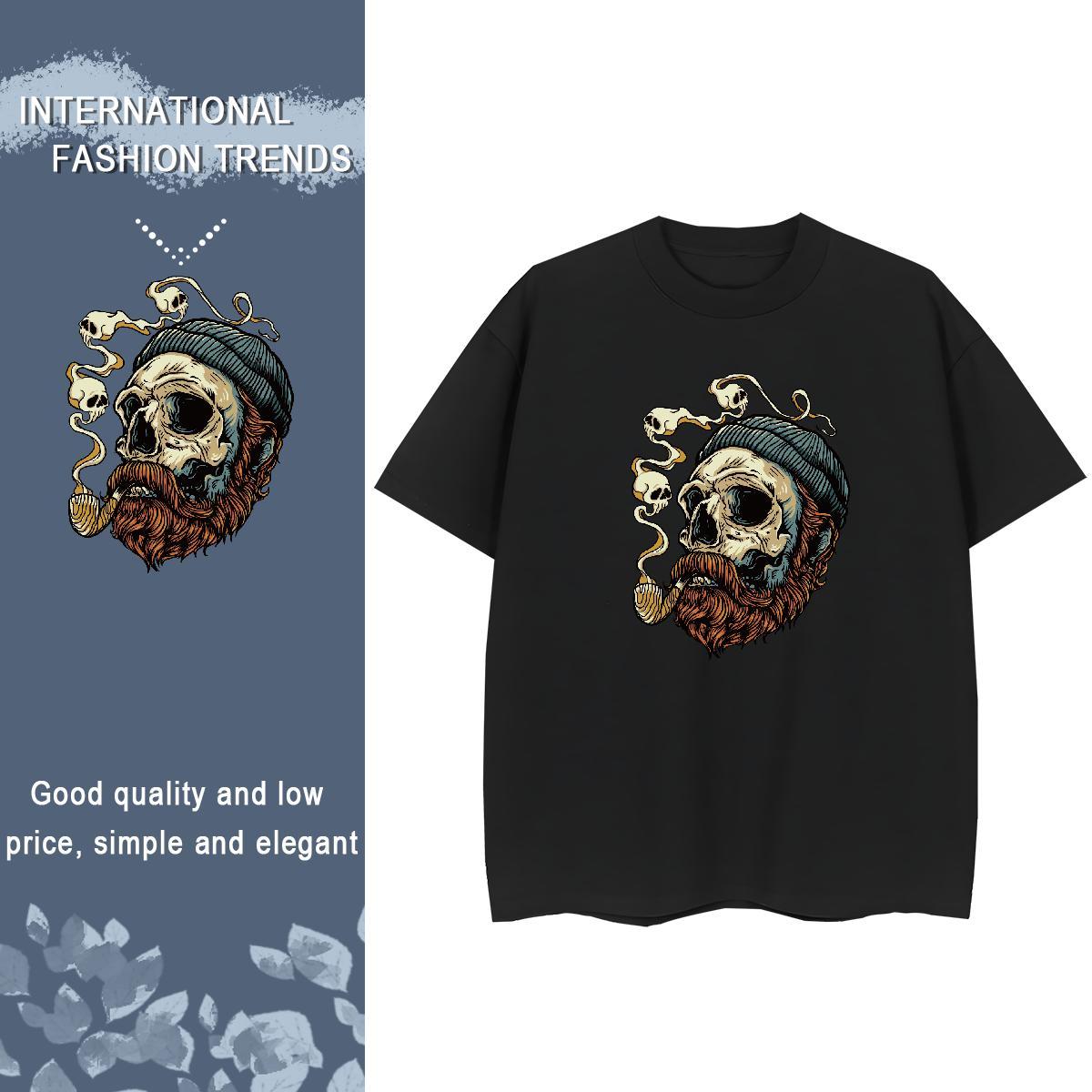 2024 Casual Womens T Shirts 230g Pure Cotton Breathable Short Sleeve Casual Sport skull Lady T shirt Nice Cartoon Anime Tops Shirt