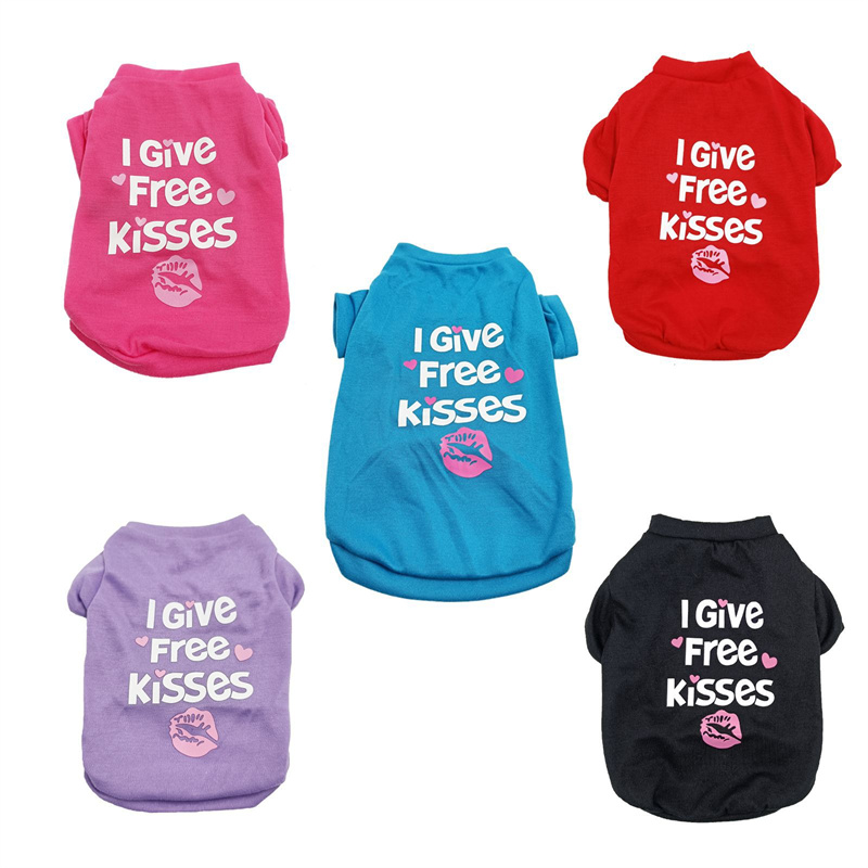 Small Dogs Soft Breathable Puppy Kitten Dog Shirts with Letters for Pet Dogs Cats Summer Dog T-Shirts Apparel Sleeveless Vests
