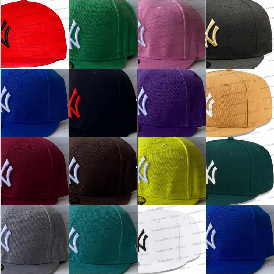 35 Colos Men's Baseball Fitted Hats Navy Blue Special New ""York" Light Green Pink Black Grey Letter stitched Sport brown color All Team Full Closed Size Caps Oc11-03