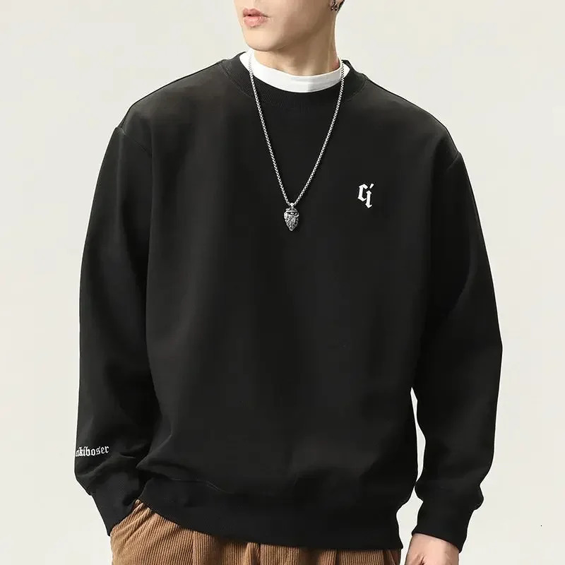 Mens clothing strapless hooded sweatshirt mens sportswear Crewneck round neck top letter black aesthetically warm uned 241011