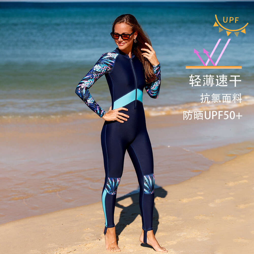 Conservative Belly Covering One-Piece 2024 New Sports Sun Protection Long Sleeved Professional Hot Spring Swimsuit For Women With A High-End Feel