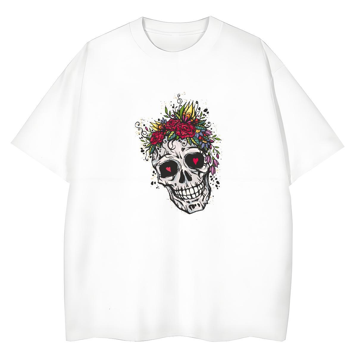 New T-Shirts 230g Cotton Breathable Crew Neck Summer Casual skull Lady T shirt Loose Custom Printing Clothings