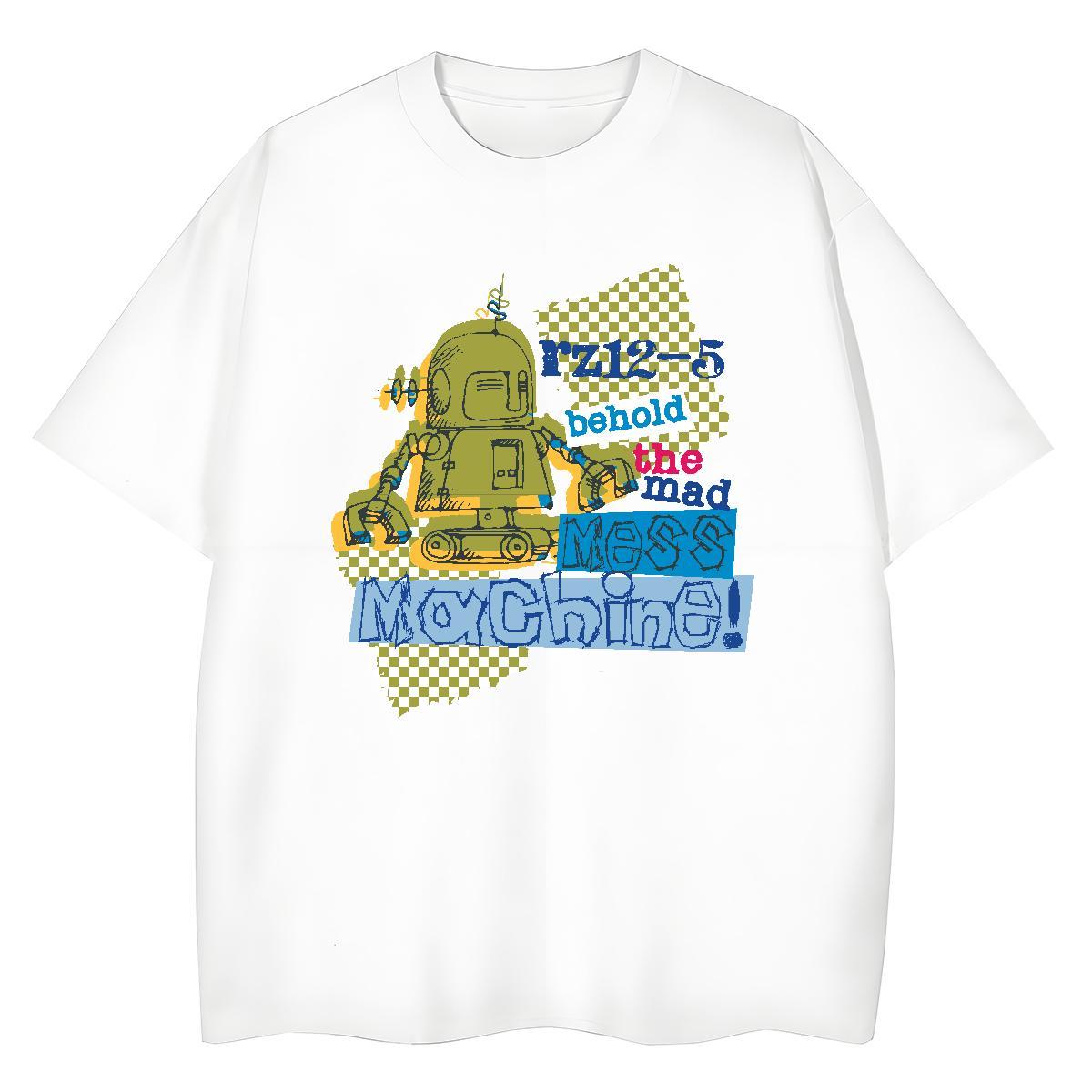 Classic T-Shirts 230g Cotton Comfortable Casual Beach robot Women Tees Unisex DIY Logo Tops