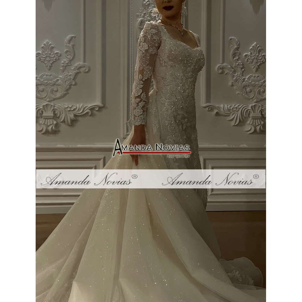 Champagne color 2 in 1 wedding dress mermaid