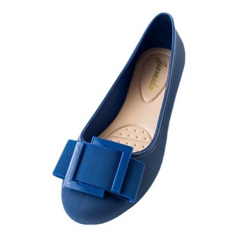Womens fashionable and comfortable soft jelly flat shoes womens waterproof bow flat shoes cute sweet shoes Zapatos Planos De Mujer Y241011