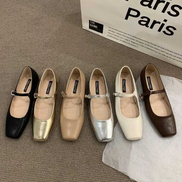 2024 Spring Single Shoes Fashion Shallow Smooth Womens Flat Shoes Womens Casual Outdoor Ballet Shoes Y241011