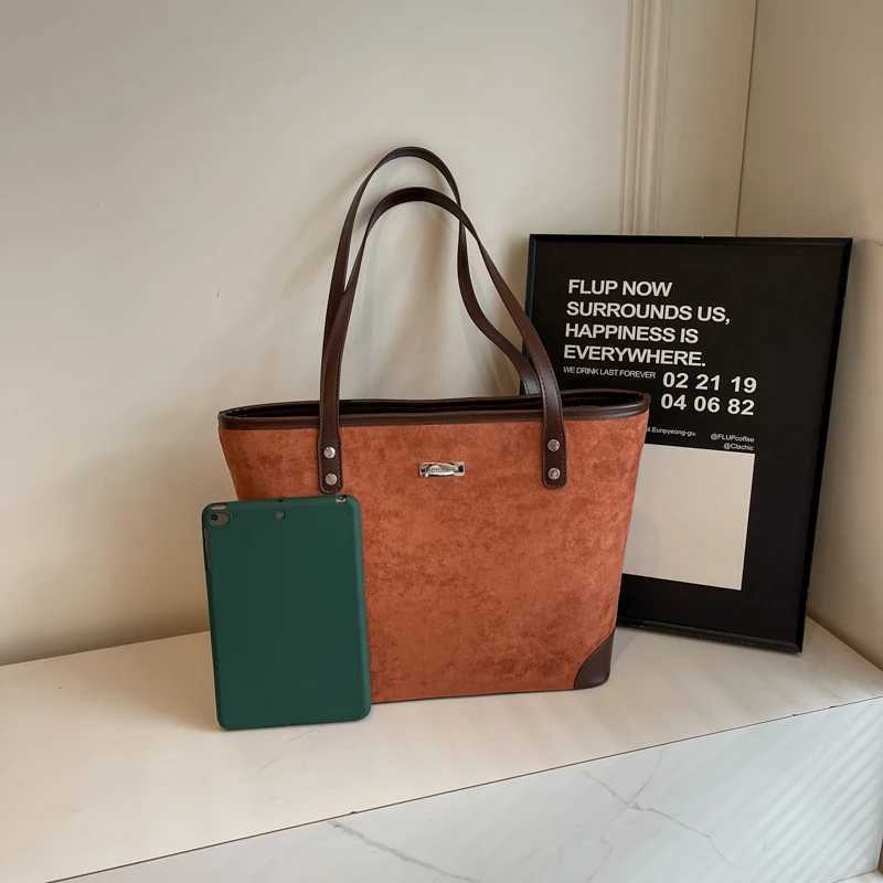 Women Faux Suede Tote Bag Large Capacity Top Handle Fashion Shoulder Satchel Work Ladies Purse for Shopping Travel 241011