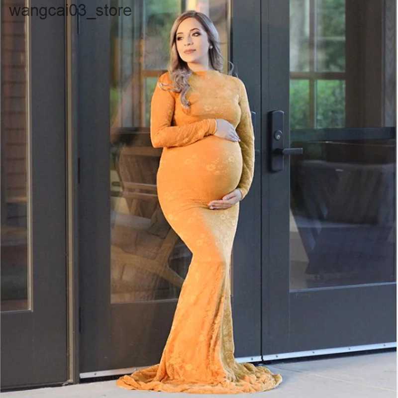 Maternity Dresses Lace Sexy Maternity Photography Dresses Boat Neck Pregnancy Shoot Dress With Long Train Women Maxi Maternity Gown Photo Props L24091