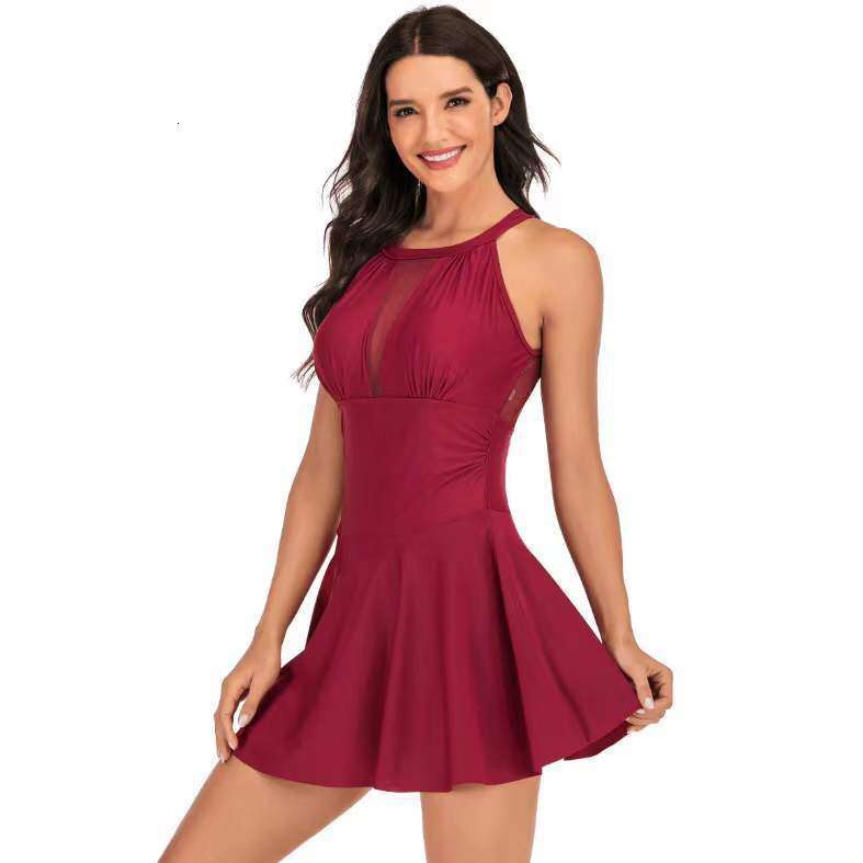 2023 New One-Piece Women's Hot Spring Plus Size Skirt Conservative Bikini Swimsuit
