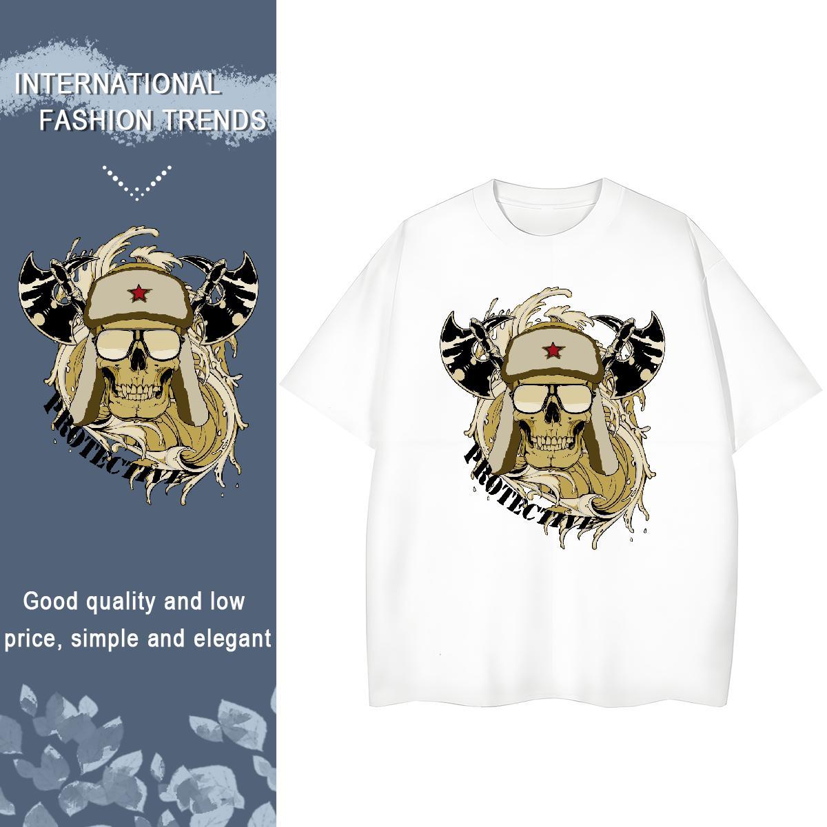 Designer T-Shirts for Women 230g Pure Cotton Breathable Summer Casual skull Tshirt for Man Woman Popular Cartoon Printing L-4XL Tees