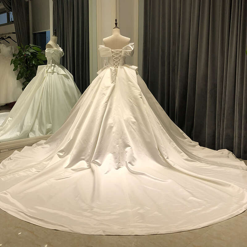 SL-8492 gowns plus size bride robe vintage satin wedding dress 2022 ball gown mariage bridal dresses