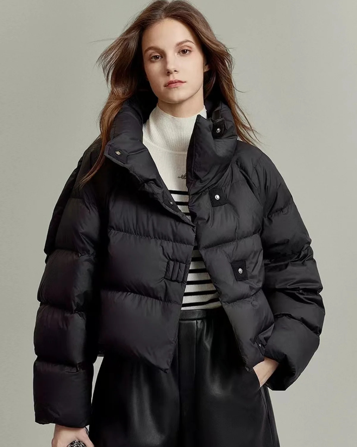 2024 winter clothing womens brown cotton jacket short Korean style thickened coat 240930